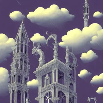 Cartoon style sky with cloud, and other details 库存插图