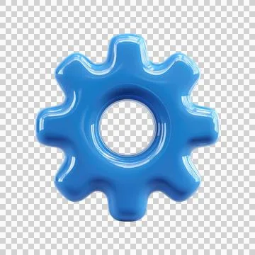 Cartoon-Style Soft Rounded Gear Icon on Transparent Background for Graphic .. Stock Illustration