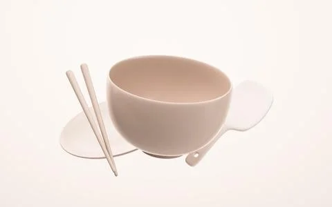 Cartoon style tableware, 3d rendering. Stock Photos