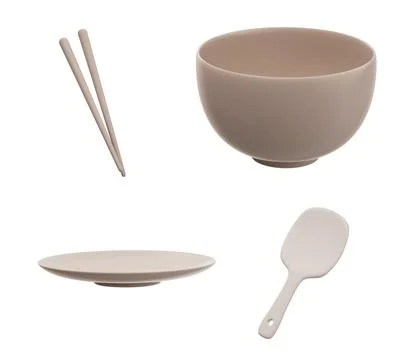 Cartoon style tableware, 3d rendering. Stock Photos