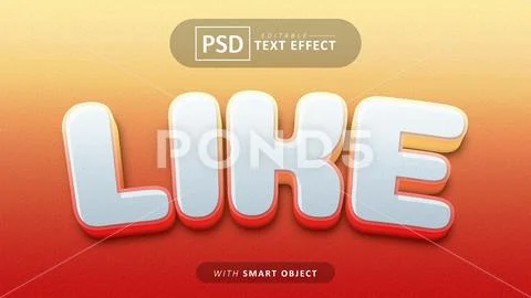 Like cartoon style text effect editable PSD Template