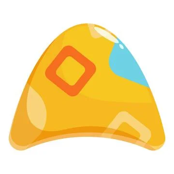 Cartoon style yellow abstract shape featuring orange square and light blue ar Illustrazione stock
