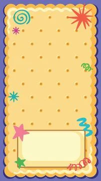 Cartoon Style Yellow Cracker Background with Scalloped Edges and Doodles Stock Illustration