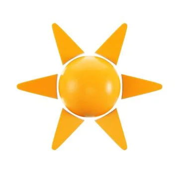 Cartoon styled sun with rays isolated on white background Stockillustratie