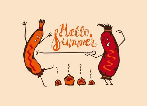 Cartoon Summer BBQ Stock Illustration