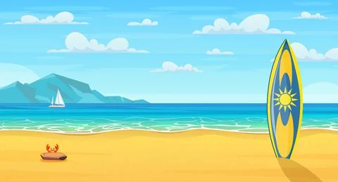 Cartoon summer beach. 스톡 일러스트