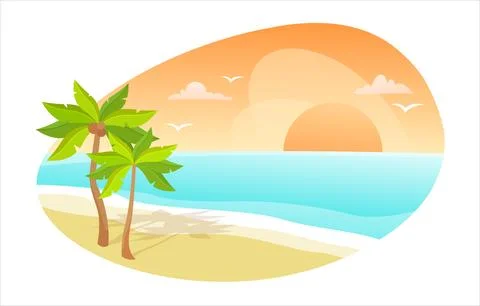 Cartoon summer beach Illustrazione stock