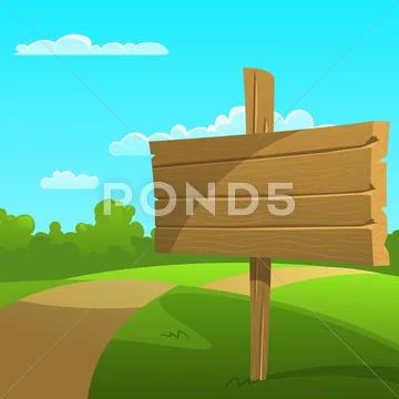 Cartoon Summer Landscape Stock Illustration