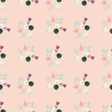Cartoon summer seamless pattern with simple apple silhouettes and leaves orna Stockillustratie