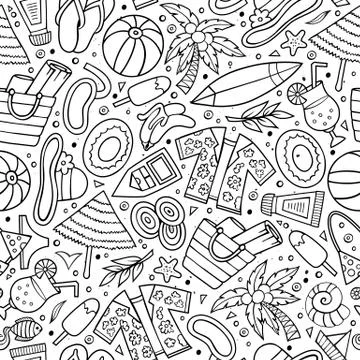 Cartoon summer time seamless pattern Stock Illustration