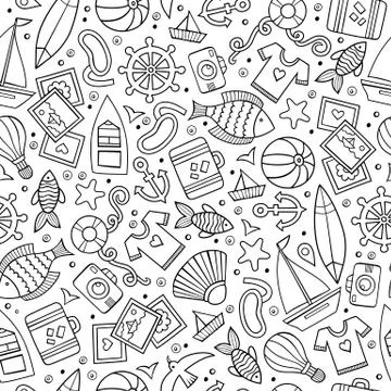Cartoon summer time seamless pattern Stock Illustration