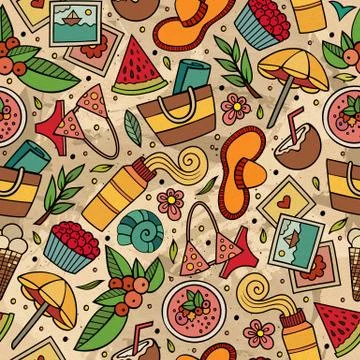 Cartoon summer time seamless pattern Illustrazione stock