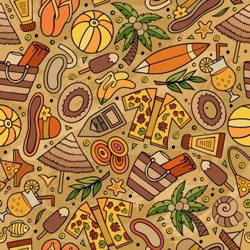 Cartoon summer time seamless pattern 스톡 일러스트