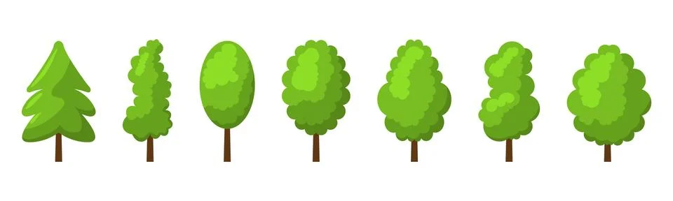 Cartoon summer tree set Stock Illustration