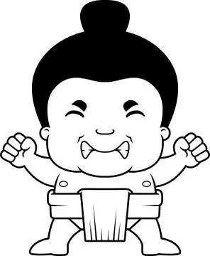Cartoon Sumo Boy Angry Stock Illustration