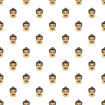 Cartoon sumo wrestler faces creating repeating pattern background Stock Illustration