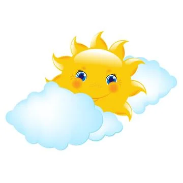 Cartoon sun and cloud Stock Illustration