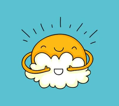 Cartoon sun and cloud Stock Illustration