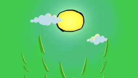 Cartoon Sun and Clouds Green Screen Video Overlay Stock Footage 344767570