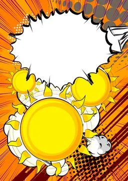 Cartoon Sun with blank speech bubble, comic book Summer background. Retro v.. Illustrazione stock