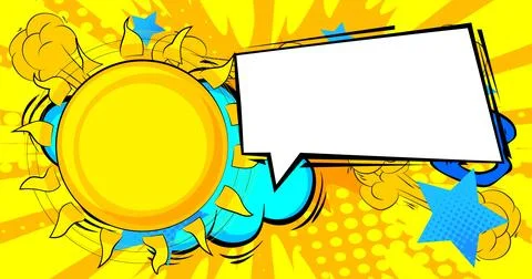Cartoon Sun with blank speech bubble, comic book Summer background. Retro v.. イラスト素材