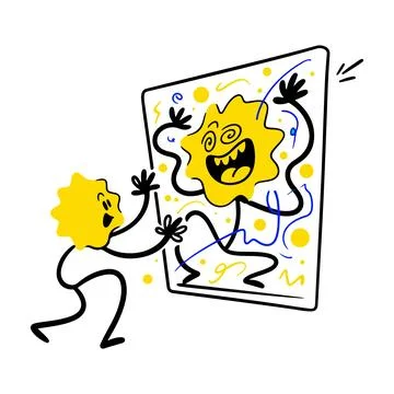 Cartoon Sun Characters Interacting with a Poster Stock Illustration