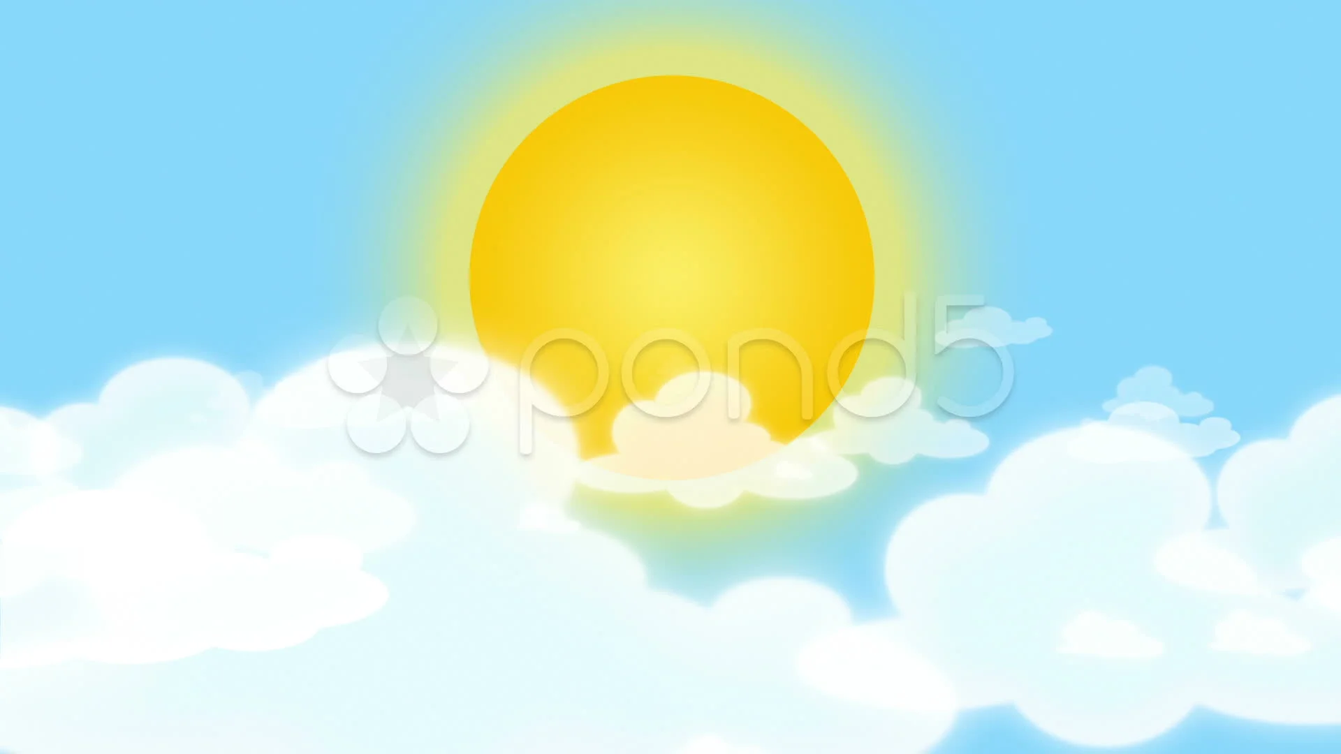 cartoon sun, clouds and blue sky | Stock Video | Pond5