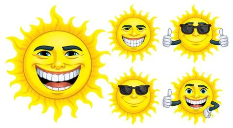Cartoon Sun Collection Ilustración de archivo