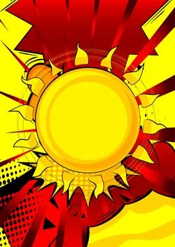 Cartoon Sun, comic book Summer. Retro vector comics pop art design. Stock Illustration