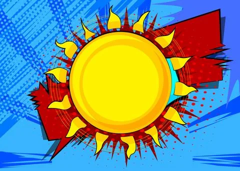 Cartoon Sun, comic book Summer. Retro vector comics pop art design. Illustrazione stock