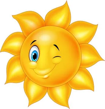 Cartoon sun with eye blinking Stock Illustration