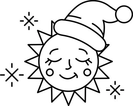 A cartoon sun with a hat on its head Stock Illustration