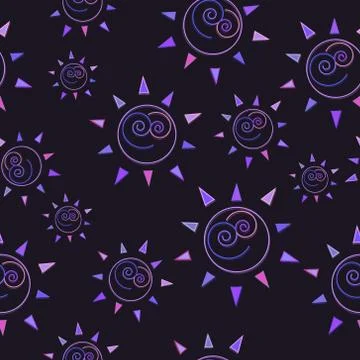 Cartoon sun seamless pattern illustration circle symbol Stock Illustration