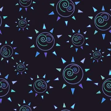 Cartoon sun seamless pattern illustration circle symbol イラスト素材