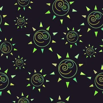Cartoon sun seamless pattern illustration circle symbol 스톡 일러스트