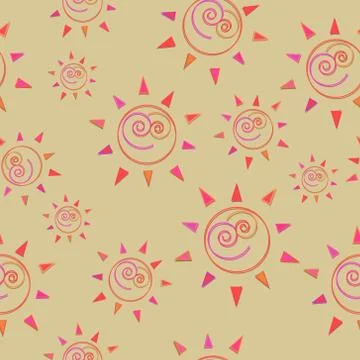 Cartoon sun seamless pattern illustration circle symbol Stock Illustration