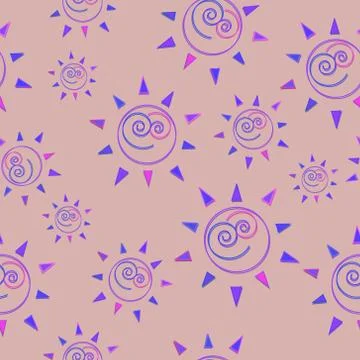 Cartoon sun seamless pattern illustration circle symbol 스톡 일러스트