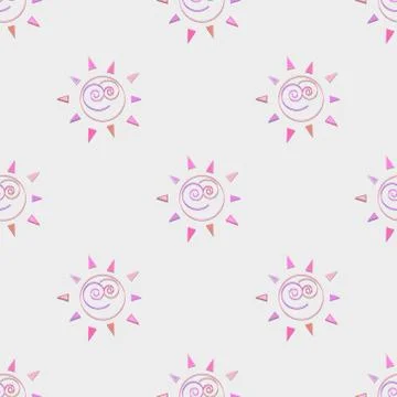 Cartoon sun seamless pattern illustration circle symbol Stockillustratie