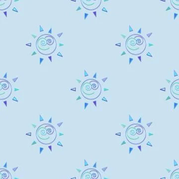 Cartoon sun seamless pattern illustration circle symbol Stock Illustration