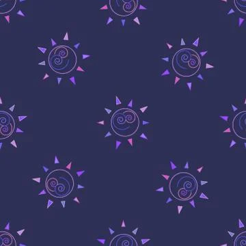 Cartoon sun seamless pattern illustration circle symbol Illustrazione stock