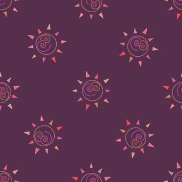 Cartoon sun seamless pattern illustration circle symbol イラスト素材
