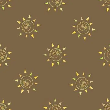 Cartoon sun seamless pattern illustration circle symbol Stock Illustration