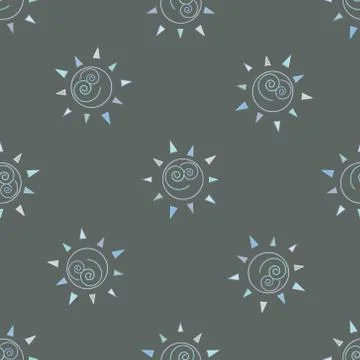 Cartoon sun seamless pattern illustration circle symbol Stock Illustration