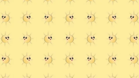 Cartoon Sun Shape on Yellow Background Pattern Stock Footage 316923285