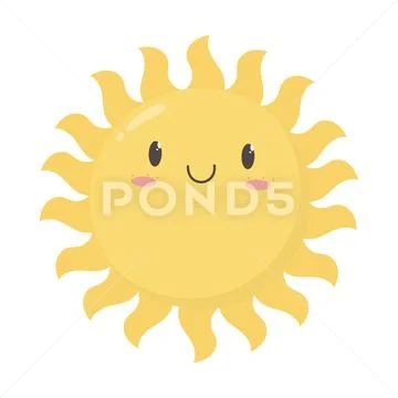 Cartoon sun summer weather icon design white background Stock Illustrationen