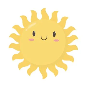 Cartoon sun summer weather icon design white background Stock Illustration