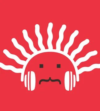 Cartoon Sun wearing a headset, vector Stock Illustration