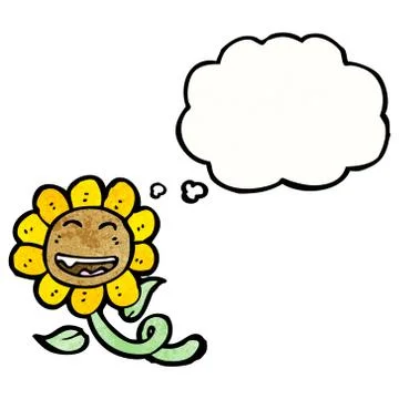 Cartoon sunflower with thought bubble Illustrazione stock