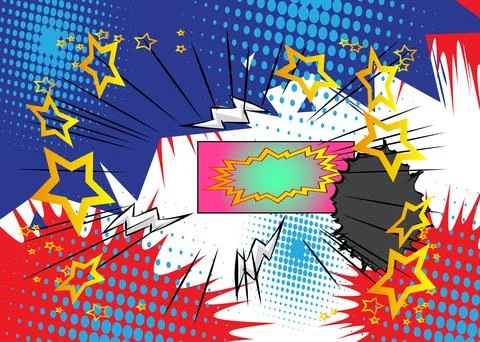 Cartoon super background, awesome comic book backdrop. Cool retro vector co.. Stock Illustration
