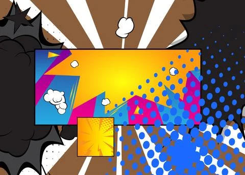 Cartoon super background, awesome comic book backdrop. Cool retro vector co.. Stock Illustration